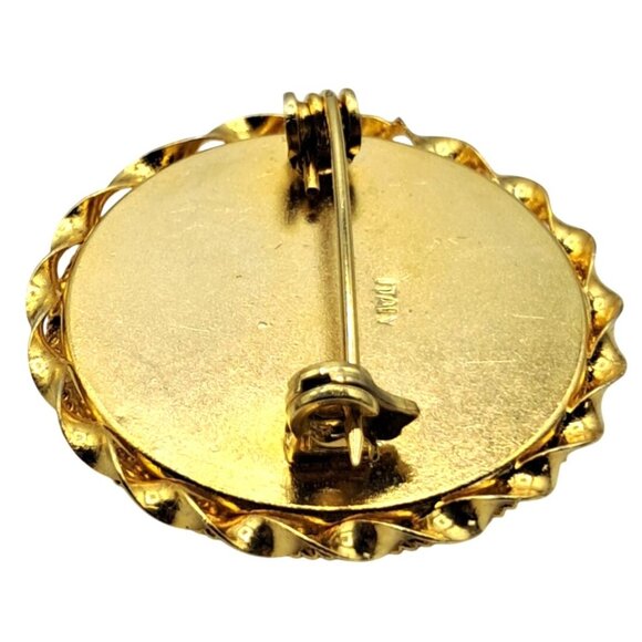 Vintage Italy Mosaic Brooch Floral Multi Colored Tesserae Gold Tone Circle Pin C - Picture 7 of 10